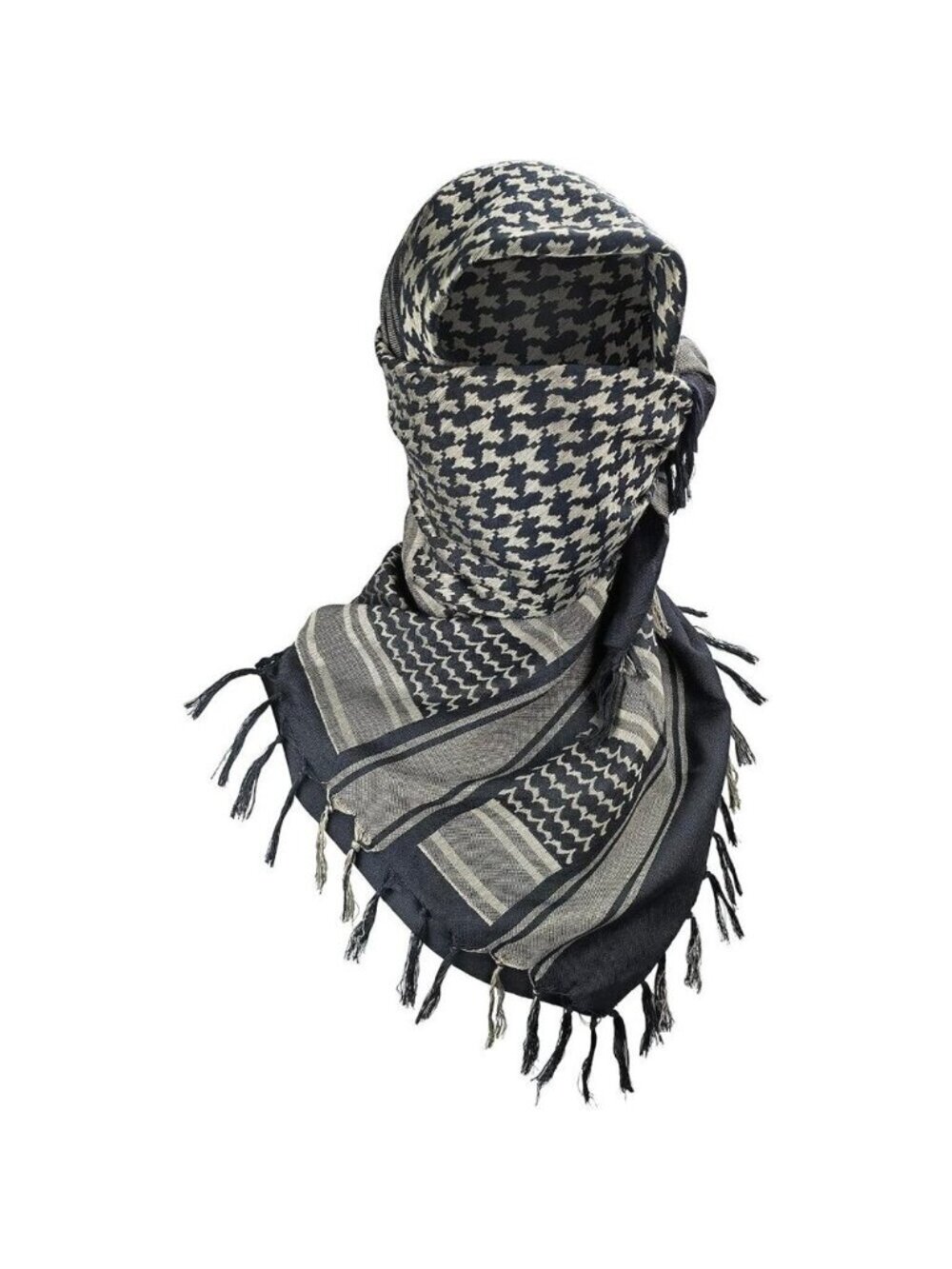 Men's Black/Camel Military Shemagh Tactical Desert Cotton Keffiyeh Scarf Wrap